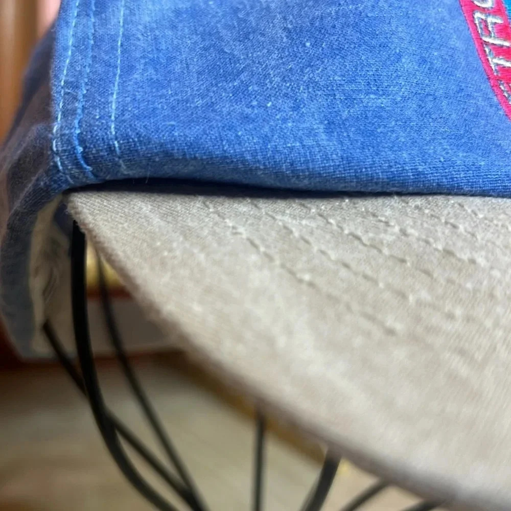 Vintage 90s Detroit Marathon Ford Snapback Hat Blue Denim Embroidered Cap USA - Picture 3 of 11